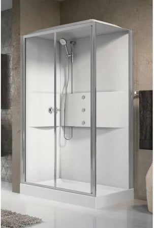 CABINA DOCCIA MULTIFUNZIONE APERTURA 1 ANTA SCORREVOLE 1 FISSA MEDIA 2