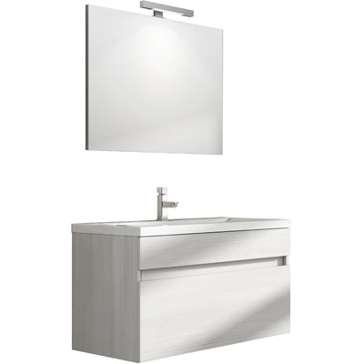 MOBILE BAGNO SOSPESO "PERSEO" CON LAVABO E SPECCHIO CM.90